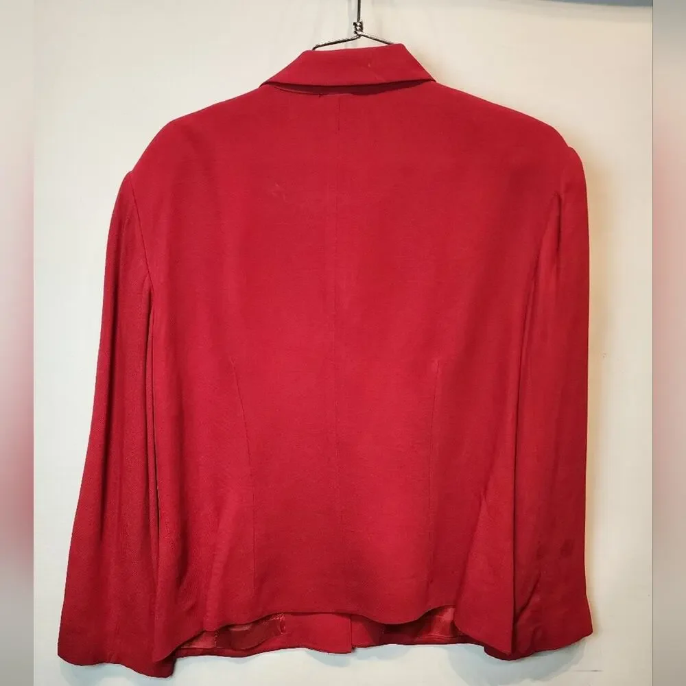 Carol‎ Anderson Red Blazer Jacket Vintage 90's Suit Jacket Women's Size 12